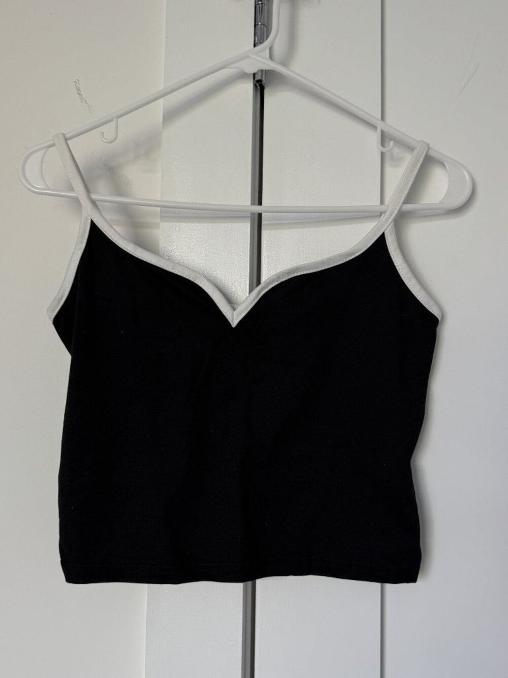 Sweetheart Neck Crop Cami Contrast Binding Tank Top